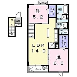 シーダーエース 2LDKの間取図画像