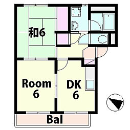 ひまわり館 2DKの間取図画像