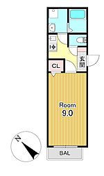 スクエアガーデンPart2 1Kの間取図画像