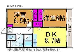 オーベルジュ紫竹山2 2DKの間取図画像