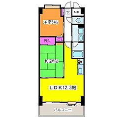 ダイアパレスシアース万代南棟 2LDKの間取図画像