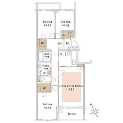パーク・コート学芸大学 3LDKの間取図画像