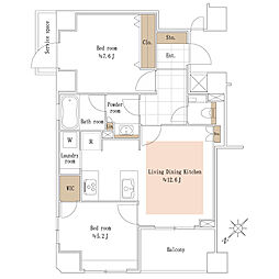 BELISTA小石川竹早町 2LDKの間取図画像