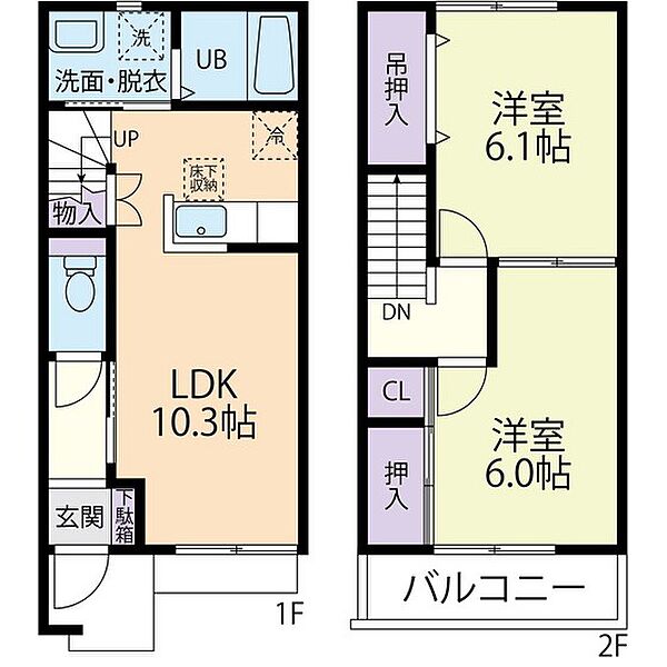 ルーチェ　B 103｜茨城県神栖市柳川(賃貸アパート2LDK・2階・57.10㎡)の写真 その2