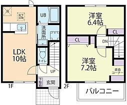 12/15（仮称）日光市大沢町テラスハウス 2階2LDKの間取り