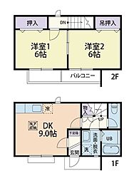 green peak（グリーンピーク）　II 2階2DKの間取り