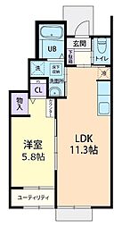 espoir・III 1階1LDKの間取り