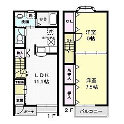 アーバンステージ　II 2階2LDKの間取り