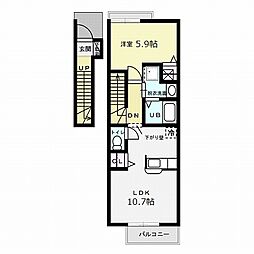 メゾン　SMILE　II 2階1LDKの間取り