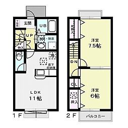 Le　soleil 2階2LDKの間取り