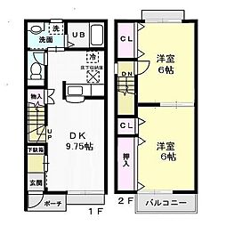ヴェルドミール港ヶ丘　I 2階2DKの間取り