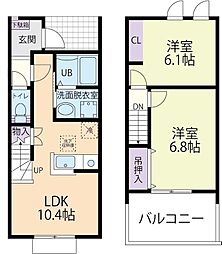 La　Poire（ラ　プワール）A 2階2LDKの間取り
