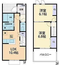 Brillio（ブリリオ）A 2階2LDKの間取り