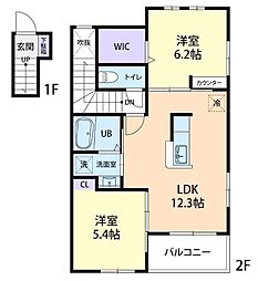 ファミーリエ　A 2階2LDKの間取り