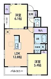 ファミーリエ　A 1階2LDKの間取り