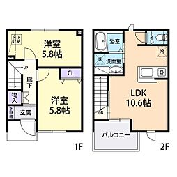Villa　Claire 2階2LDKの間取り