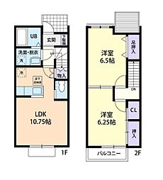 アンソレイエ 2階2LDKの間取り