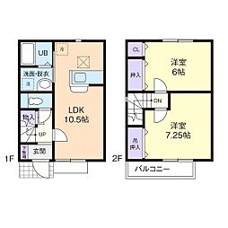 Domicile Cronos B 2階2LDKの間取り