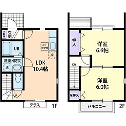 メゾネットFUKASAWAA 2LDKの間取図画像