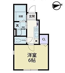 グランディール 1Kの間取図画像