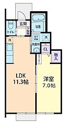 Arcobaleno(アルコバレーノ) 1LDKの間取図画像
