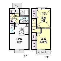 ウィスタリア 2LDKの間取図画像