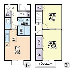 フォーリット2 2DKの間取図画像