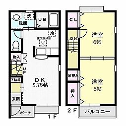 サンライズA 2DKの間取図画像
