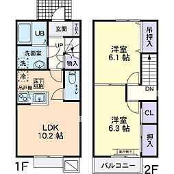 VegaB 2LDKの間取図画像