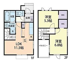 10/1(仮称)茂原市早野テラスハウス A 2LDKの間取図画像