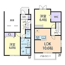 10/15(仮称)日光市森友テラスハウス A 2LDKの間取図画像