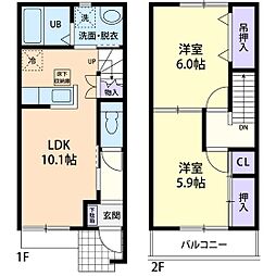サンモール和 2LDKの間取図画像