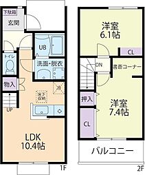 Champs de fleurs B(シャン・ド・フルール) 2LDKの間取図画像