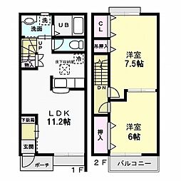 メゾンSMILE3 2LDKの間取図画像