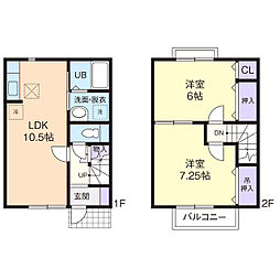 フォレストヒル勇B 2LDKの間取図画像