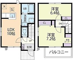11/1(仮称)春日部市米島テラスハウス A 2LDKの間取図画像