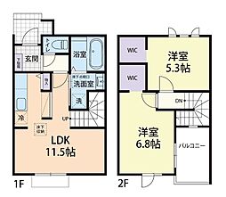11/1(仮称)小山市喜沢テラスハウス A 2LDKの間取図画像