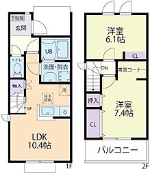 ファミールガーデン C 2LDKの間取図画像