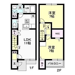 コートテラスD 2LDKの間取図画像