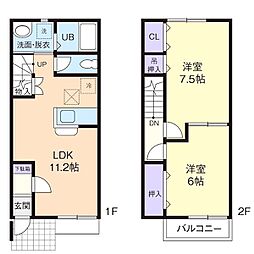 フォーシーズン玉里B 2LDKの間取図画像