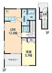 Asahi Heights (アサヒ ハイツ) 1LDKの間取図画像