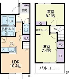 12/15(仮称)筑西市蓮沼テラスハウス 2LDKの間取図画像