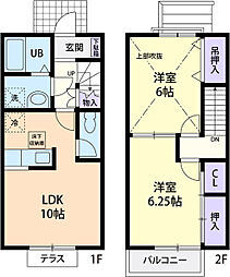クレール新治A 2LDKの間取図画像
