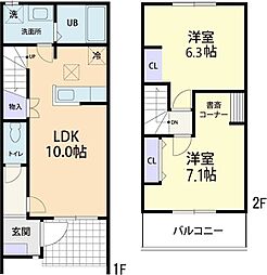 スカイレジデンス 2LDKの間取図画像