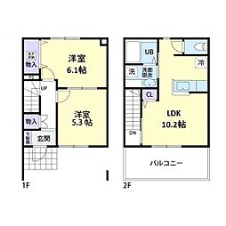 ヴァンベール藤崎B 2LDKの間取図画像