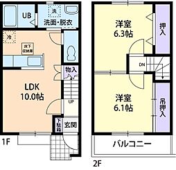 プランドール 2LDKの間取図画像