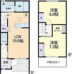 ミルティーユ 2LDKの間取図画像