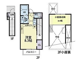 キャットココア2A ワンルームの間取図画像