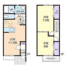 ピースフル・フラッツA 2LDKの間取図画像
