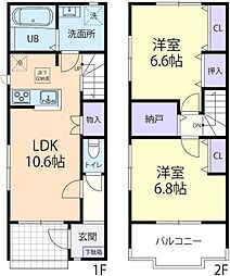 2/1(仮称)西郷村熊倉テラスハウス C 2LDKの間取図画像